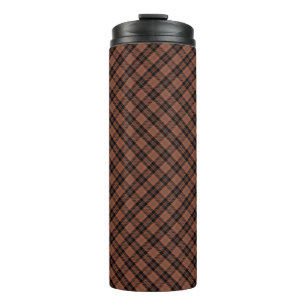 AUTUMN BROWN & BLACK DIAGONAL KARIERTE PATTER THERMOSBECHER