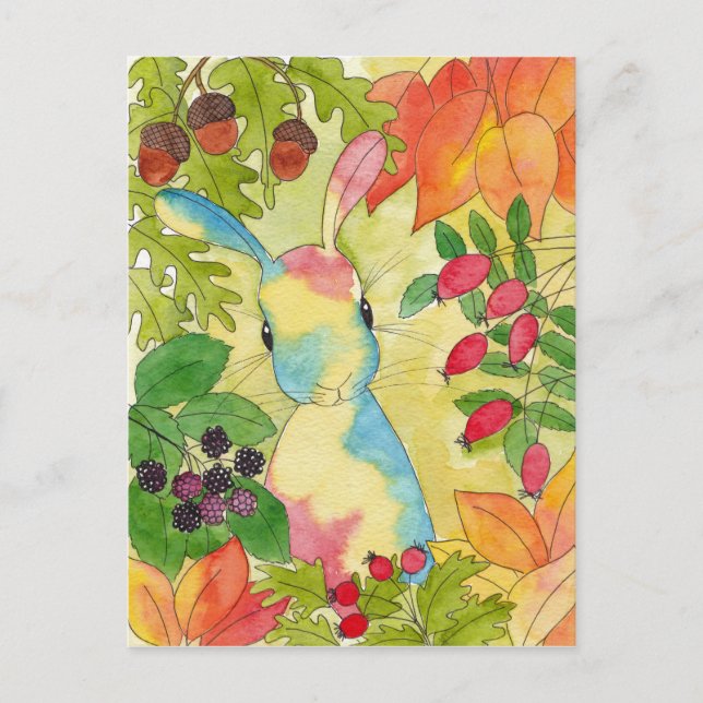Autumn Bunny von Peppermint Art Postkarte (Vorderseite)