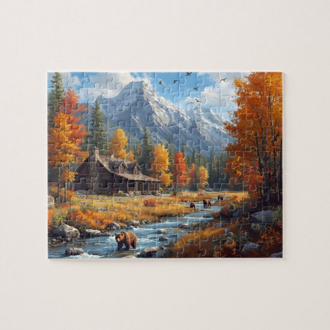 Autumn Cabin Bears River Mountain Landscape (Horizontal)