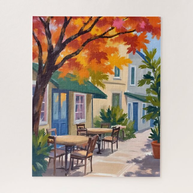 Autumn Cafe Watercolor Fall Foliage (Vertikal)