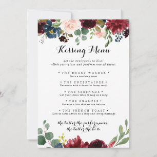 Autumn Calligraphy Wedding Kissing Menu Game Card
