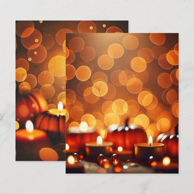 Autumn Candle Lit Pumpkins Bokeh Scrapbook Paper (Vorne/Hinten)