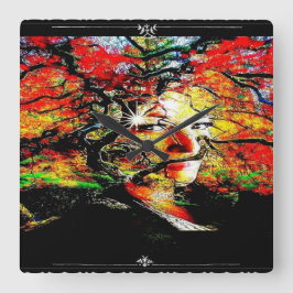 Autumn Candy Quadratische Wanduhr