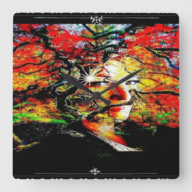 Autumn Candy Quadratische Wanduhr (Vorderseite)