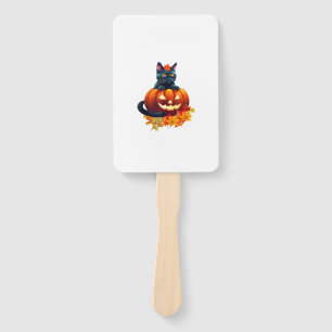 Autumn Cat, Pumpkin, Halloween Graphic Design Fächer