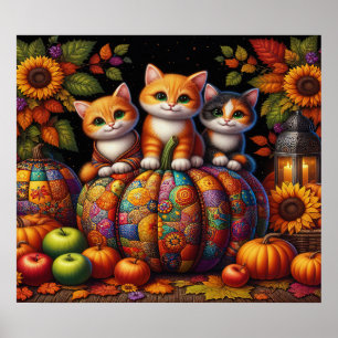 Autumn Cats Poster