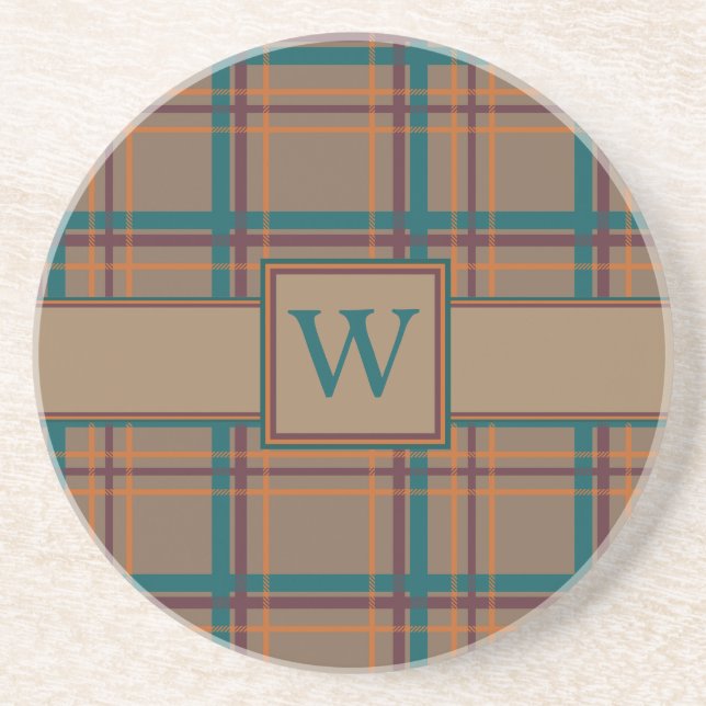 Autumn Chic Plaid Sandstone Coaster Untersetzer (Vorne)