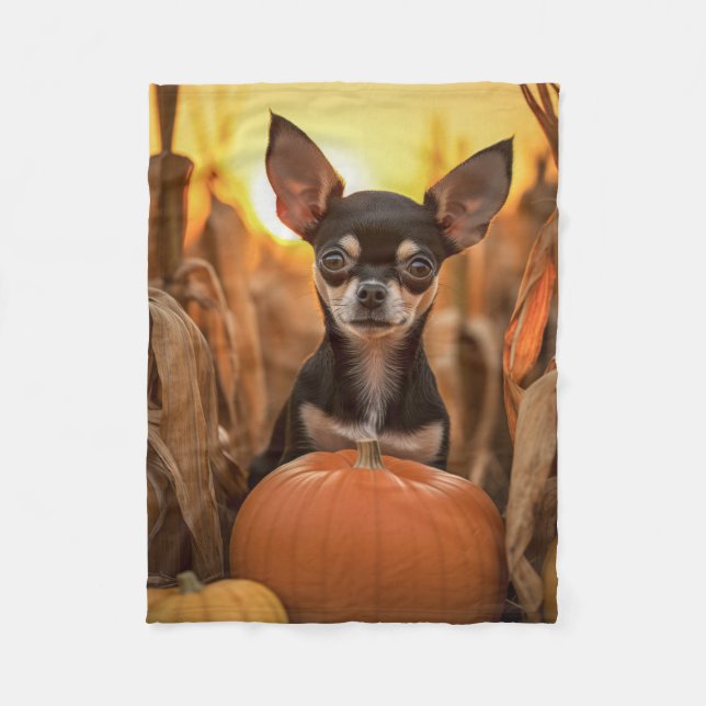 Autumn Chihuahua Fleecedecke (Vorderseite)