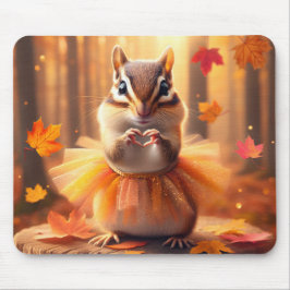 Autumn Chipmunk mit Tutu und Herz Mousepad