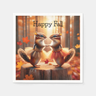 Autumn Chipmunks tanzen Serviette