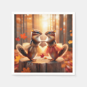 Autumn Chipmunks tanzen Serviette