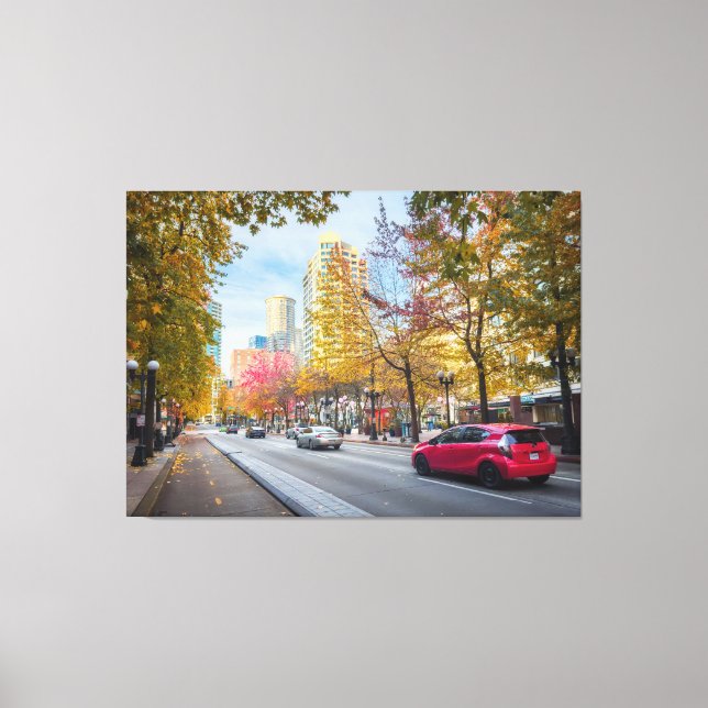 Autumn Cityscape Street Leinwanddruck (Vorderseite)