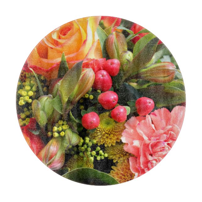 Autumn Colors Flower Bouquet Photo Schneidebrett (Vorderseite)
