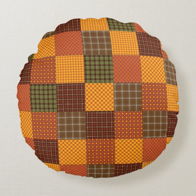 Autumn Comfort Quilt Rundes Kissen (Vorderseite)
