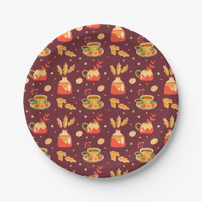 Autumn Cozy Pumpkin Gewürz Pappteller (Vorderseite)