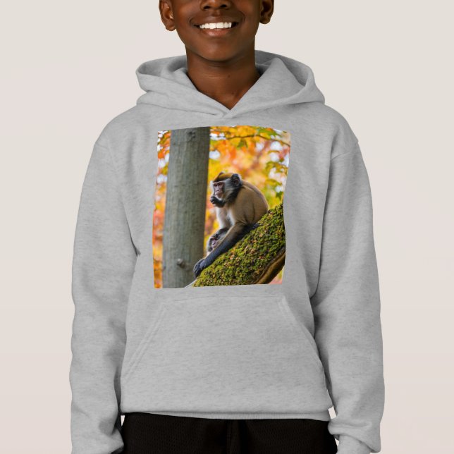 Autumn Curiosity: Monkeys at the Zoo in Fall Hoodie (Vorderseite)