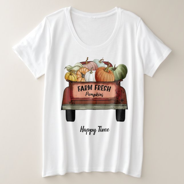 Autumn Customize Pumpkin Gold Blätter Große Größe T-Shirt (Design vorne)