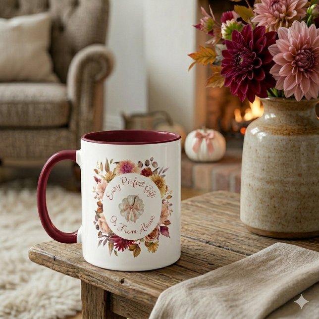 Autumn Dahlia Wreath Scripture Pumpkin Tasse (Von Creator hochgeladen)