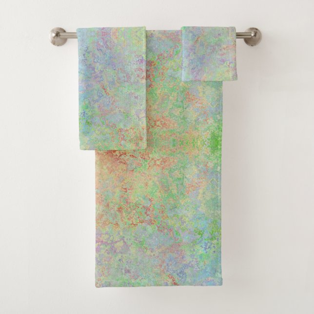 Autumn Dawn Neon Pastel Alcohol Ink Abstract Badhandtuch Set (Insitu)