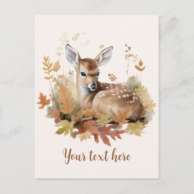 Autumn Deer Fawn Herbstlaubs Postkarte (Vorderseite)