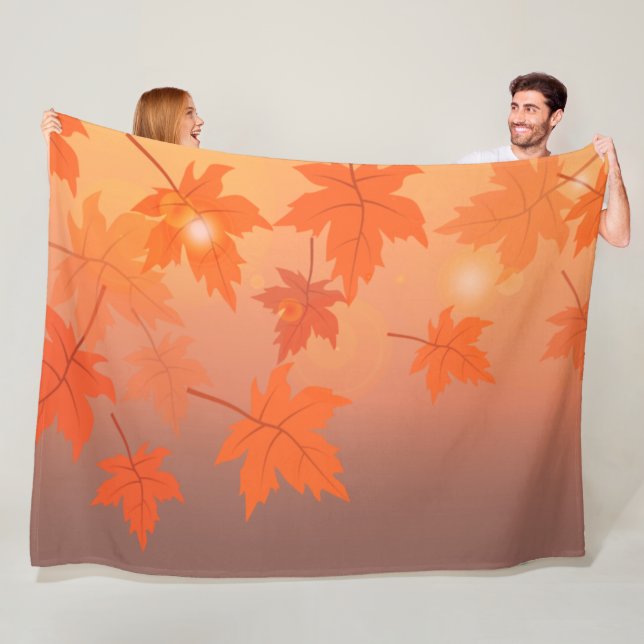 Autumn design with maple leaves and bokeh effect   fleecedecke (Beispiel)