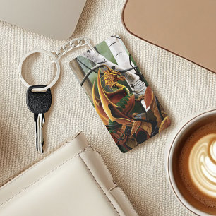 Autumn Dragon Orange Green Fantasy Schlüsselanhänger