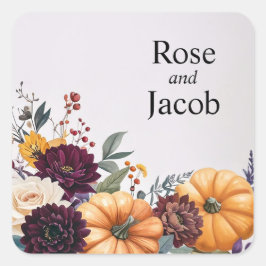 Autumn Elegance Wedding  Quadratischer Aufkleber