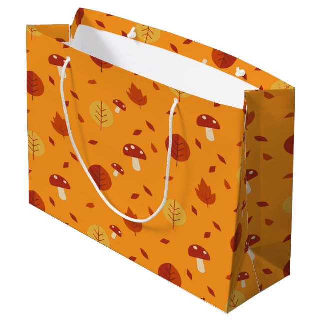 Autumn Essence Nature Inspired Seasonal Art Große Geschenktüte (Rückseite Schrägansicht)