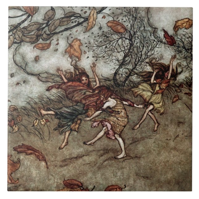 "Autumn Fairies" von Arthur Rackham Fliese (Vorderseite)