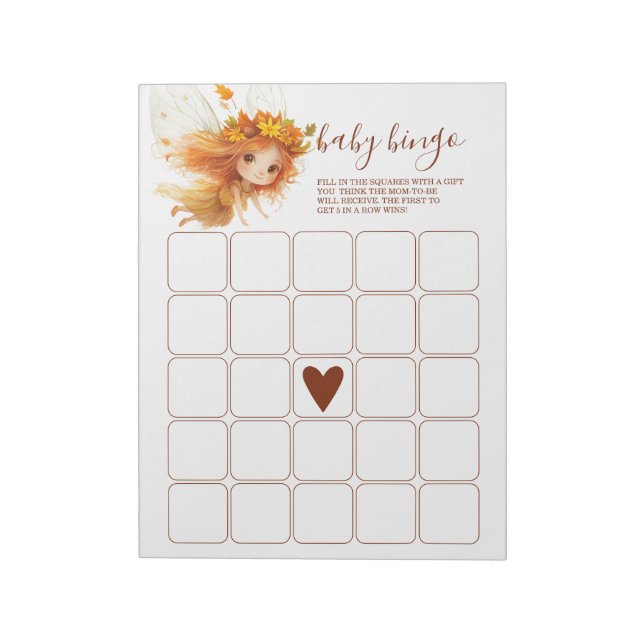 Autumn Fairy Woodland Baby Bingo Notizblock (Rotiert)