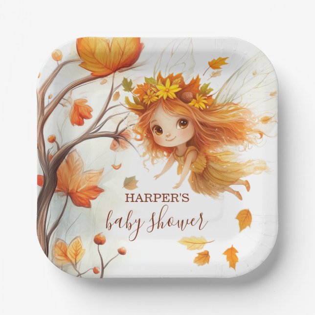 Autumn Fairy Woodland Pappteller (Vorderseite)
