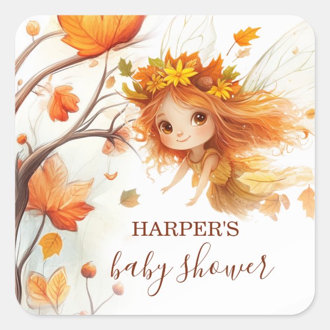 Autumn Fairy Woodland Quadratischer Aufkleber (Vorderseite)