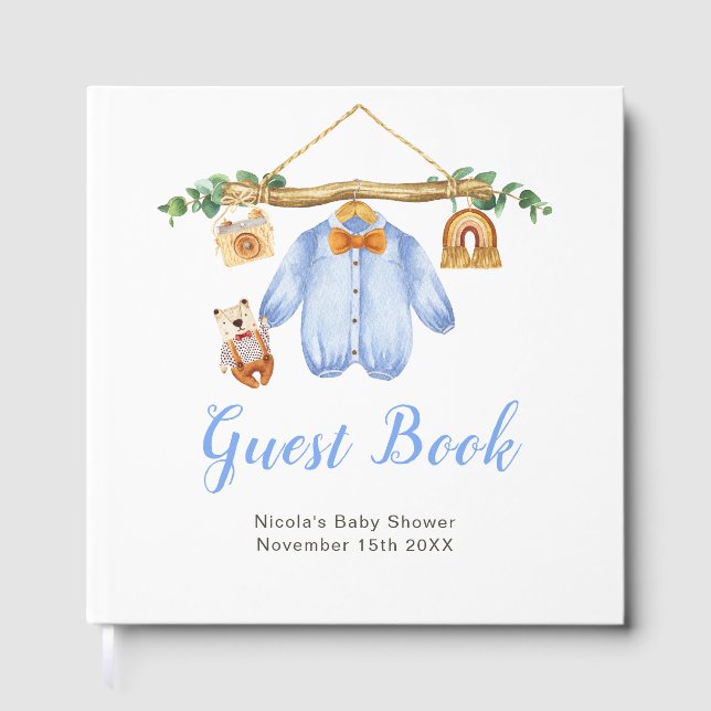 Autumn Fall Clothes Line Boy Baby Shower Gästebuch (Vorderseite)