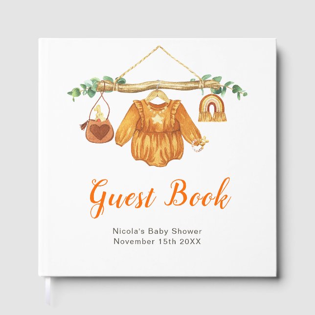 Autumn Fall Clothes Line Girl Baby Shower Gästebuch (Vorderseite)