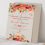 Autumn Fall Floral Sweet 16 Birthday Champagne Einladung<br><div class="desc">Celebrate in Style with Girly Floral Sweet 16 Invitation. Make your Sweet 16 party unforgettable with the Girly Floral invitation. Customize with your party details for a chic and elegant touch.</div>