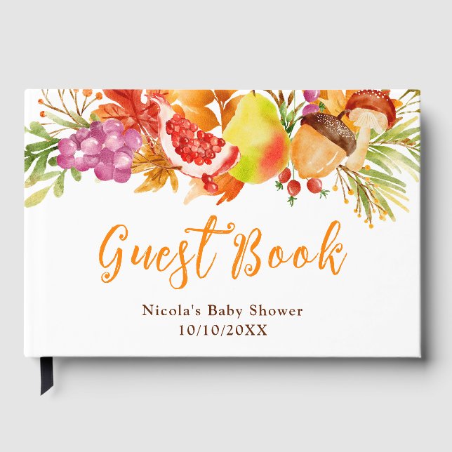 Autumn Fall Harvest Baby Shower Gästebuch (Vorderseite)