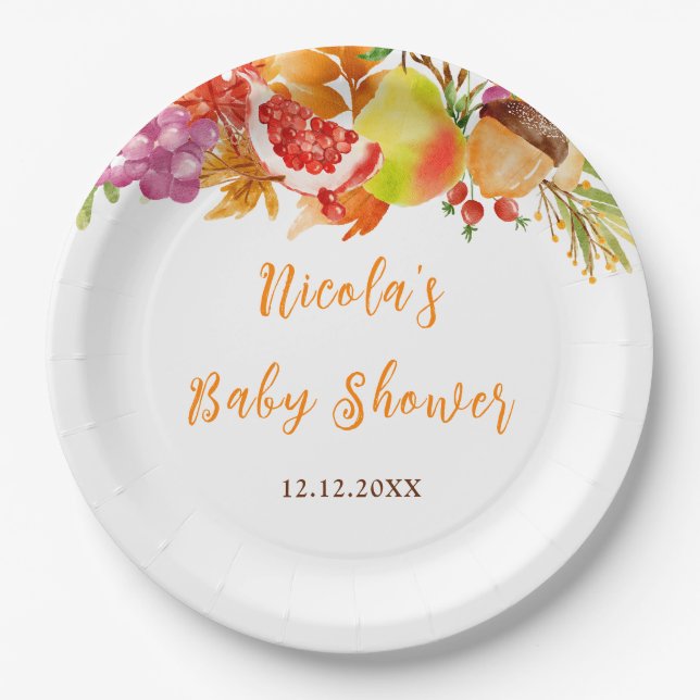 Autumn Fall Harvest Baby Shower Pappteller (Vorderseite)