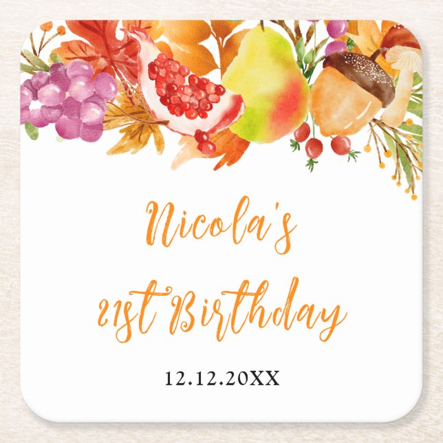 Autumn Fall Harvest Baby Shower Rechteckiger Pappuntersetzer (Vorderseite)