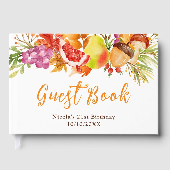 Autumn Fall Harvest Birthday Gästebuch (Vorderseite)