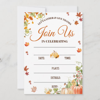 Autumn Fall Invitation with Pumpkins
