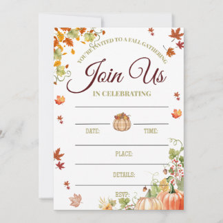Autumn Fall Invitation with Pumpkins