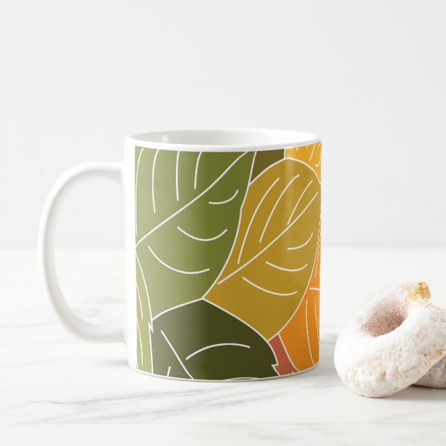 Autumn Fall Leaves Kaffeetasse (Mit Donut)
