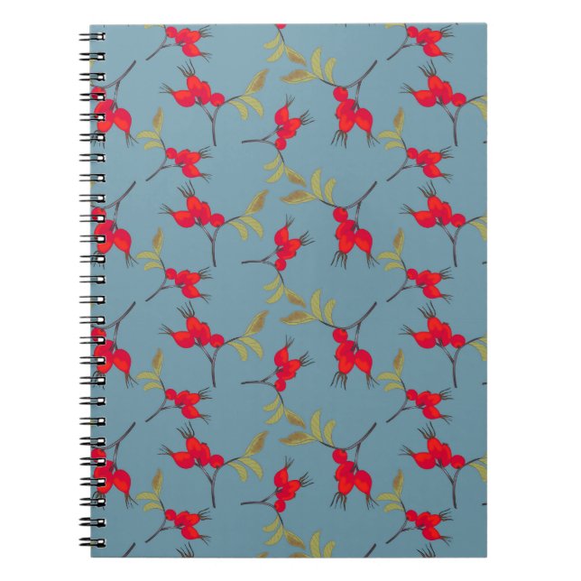Autumn Fall Notebook with rosehip pattern Notizblock (Vorderseite)