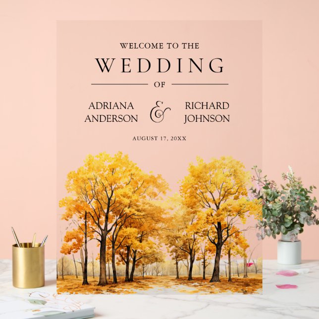 Autumn Fall Oak Trees Forest Wedding Welcome (Mariage)