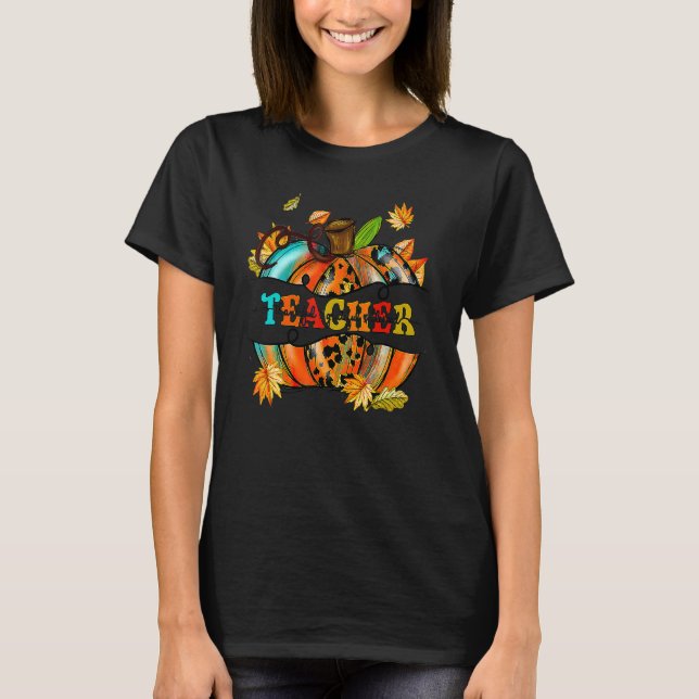Autumn Fall Outfit Teacher Thankful Grateful Bless T-Shirt (Vorderseite)