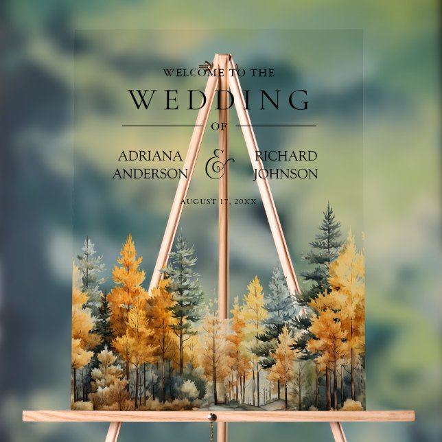 Autumn Fall Pine Trees Wedding Welcome Acrylschild (Neutral)