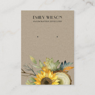 AUTUMN FALL SUNFLOWER KRAFT STUD EARRING DISPLAY VISITENKARTE