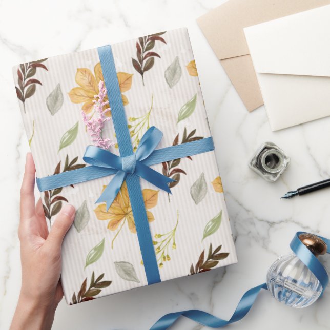 Autumn / Fall yellow flower Pattern Geschenkpapier (Schenken)