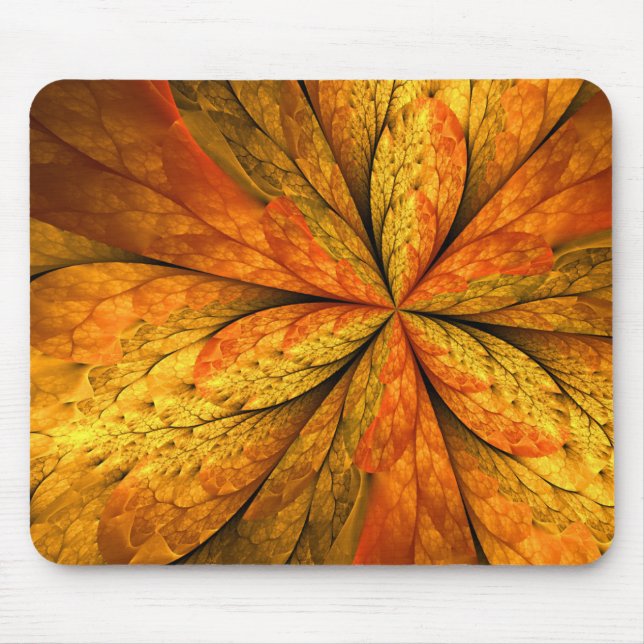 Autumn Feeling, Modern Abstract Fractal Flower Mousepad (Vorne)