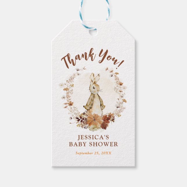 Autumn Flopsy Bunny Baby Showmarke Geschenkanhänger (Vorderseite)